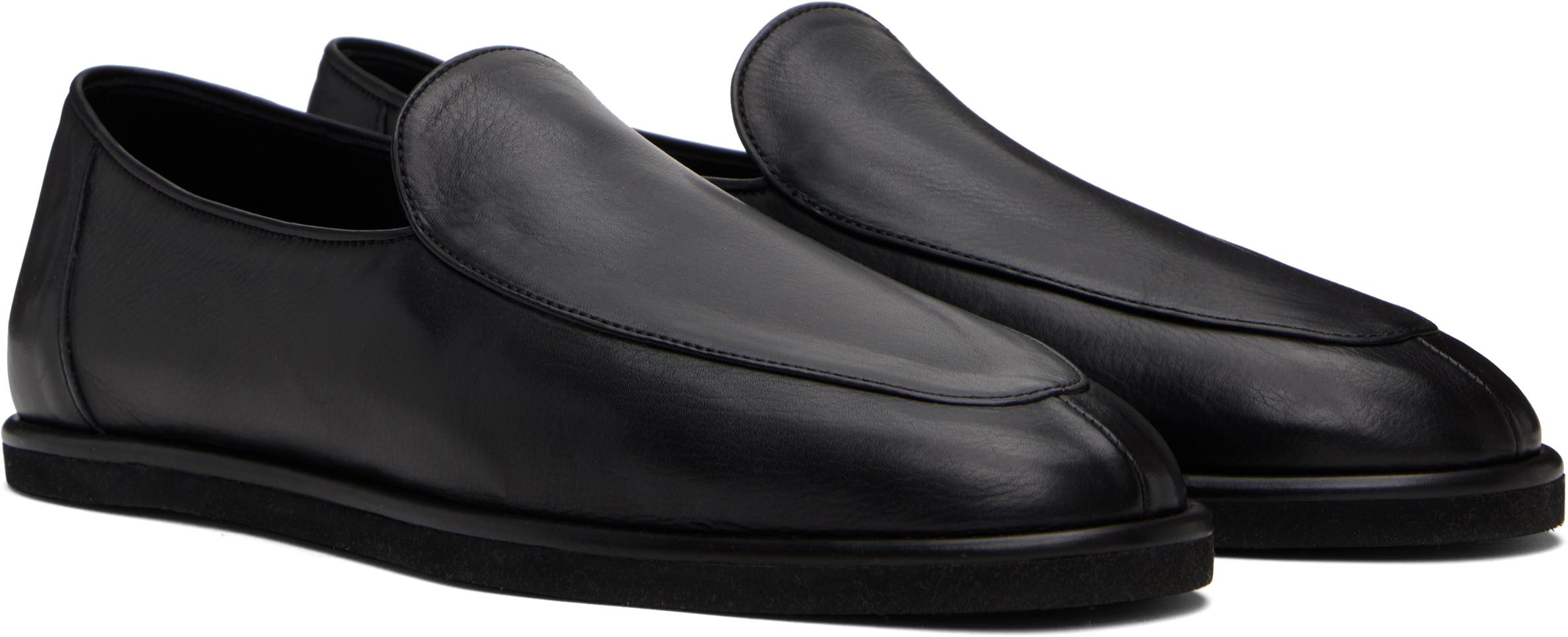 AURALEE Soft Leather Slip-On Loafers in Black for Men | Lyst