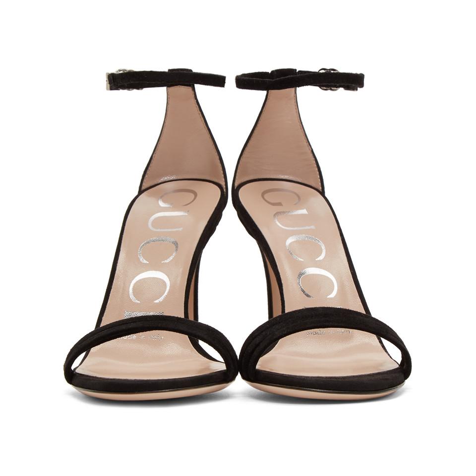 gucci black suede isle heeled sandals