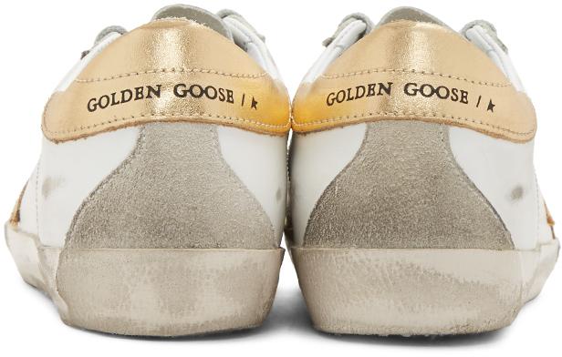 Golden Goose Leather En Goose White Superstar Sneakers In Gold Metallic Lyst
