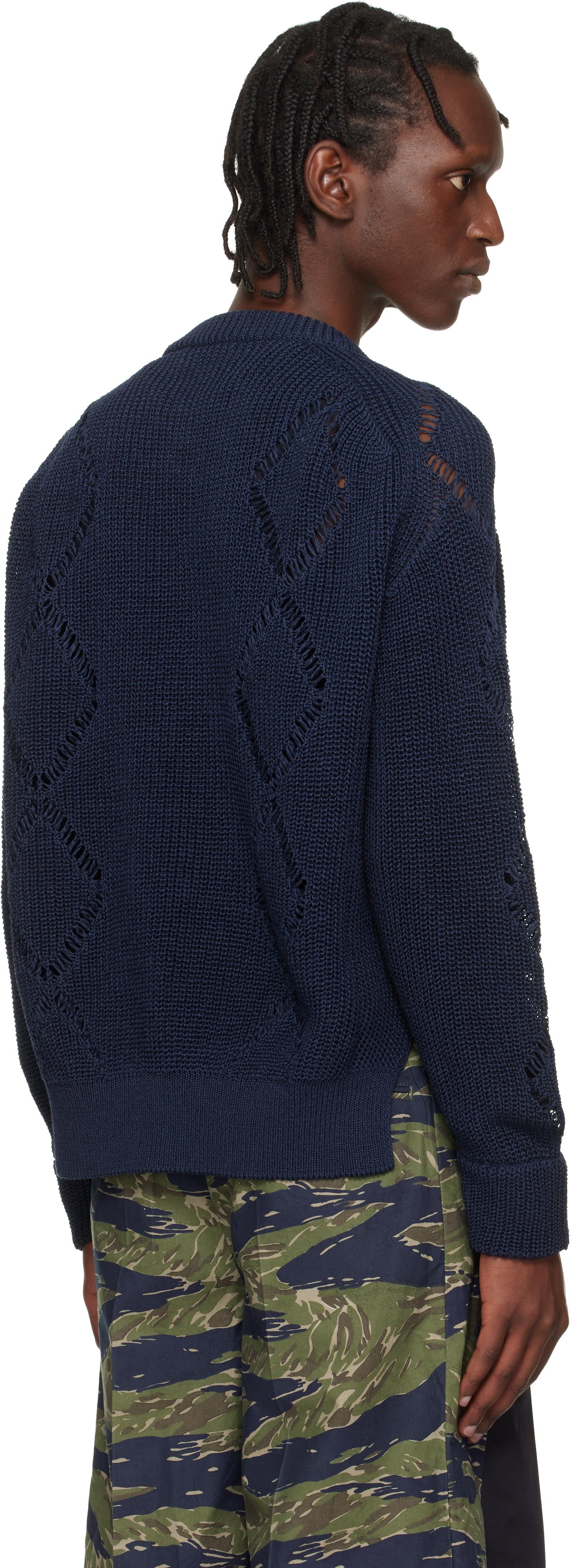 Toga Virilis Motif Knit Pullover Sweater in Blue for Men | Lyst