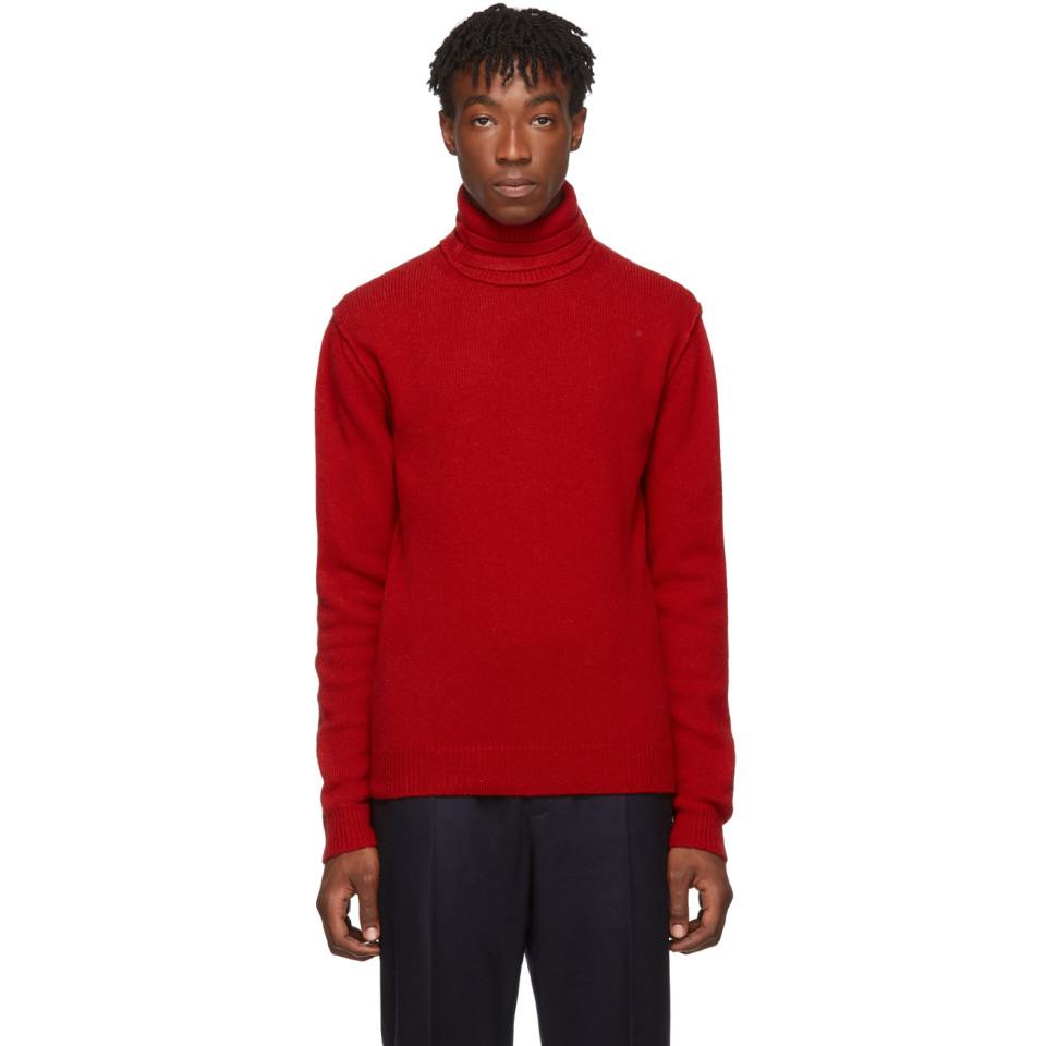 Raf Simons Wool Red Double Strap Turtleneck for Men - Lyst