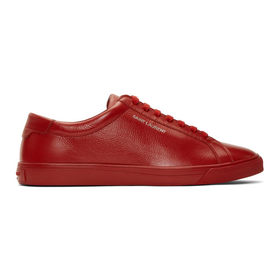 Mania båd Nordamerika Saint Laurent Red Andy Sneakers for Men | Lyst