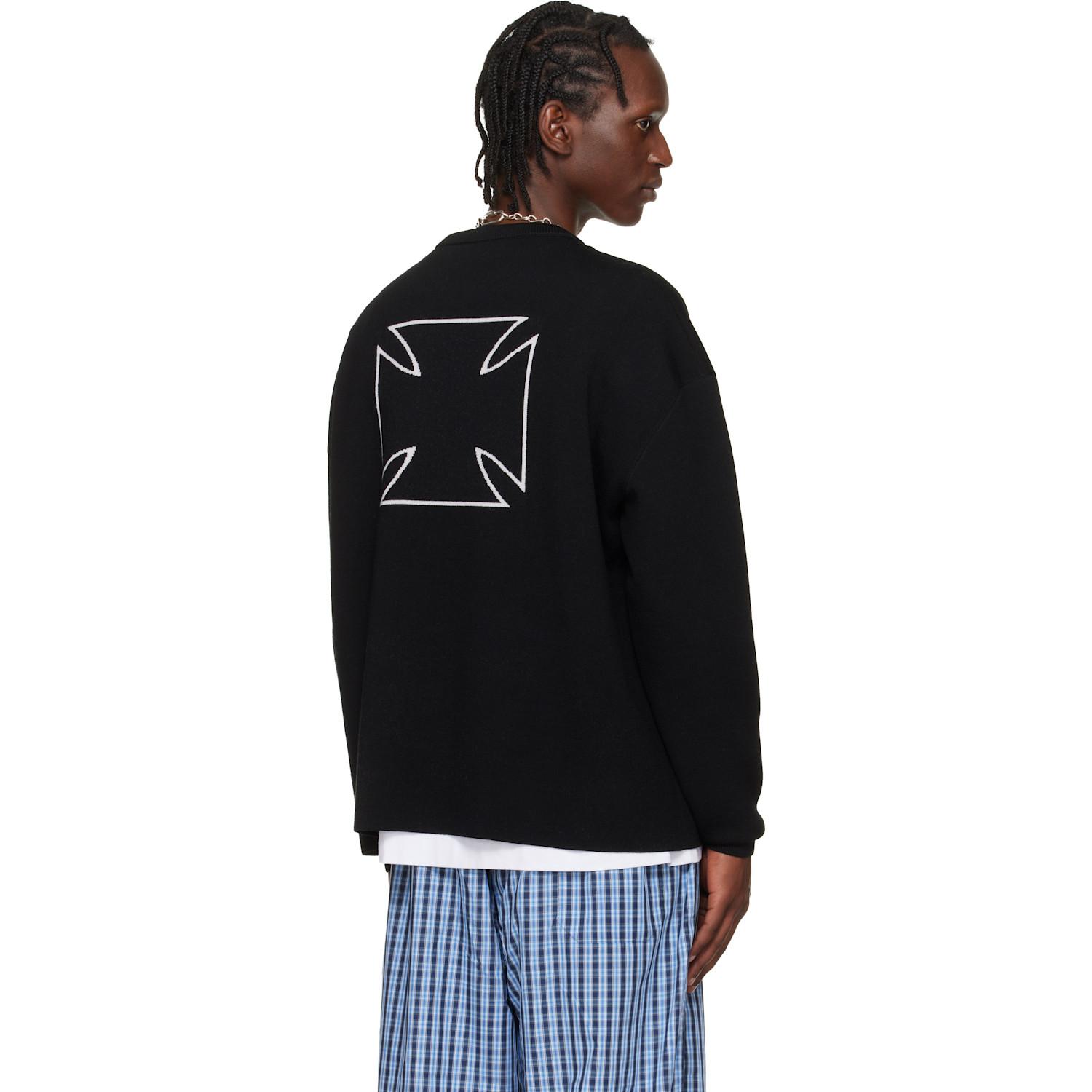 Vetements Double Biker Cross Logo Sweater in Black for Men | Lyst