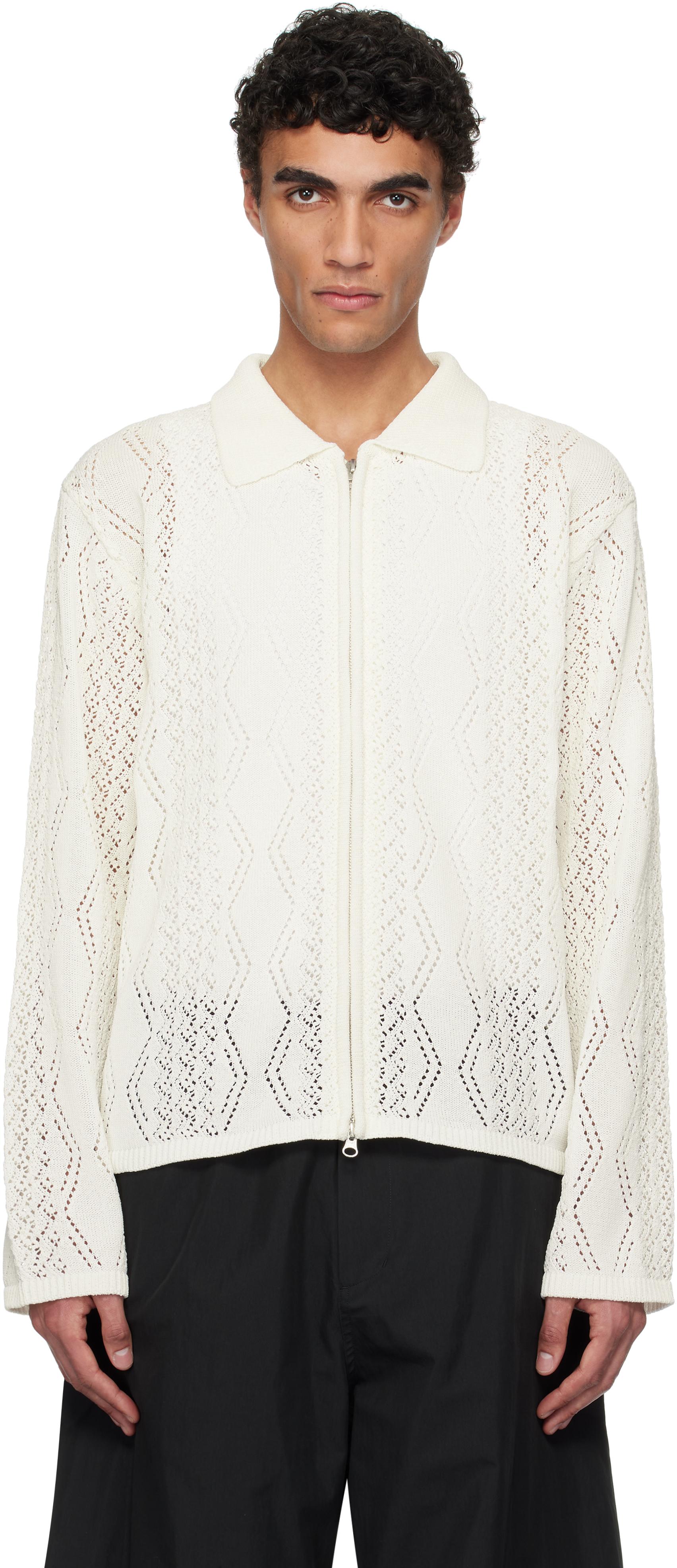 Amomento Crochet Zip-Up Cardigan in Black for Men | Lyst