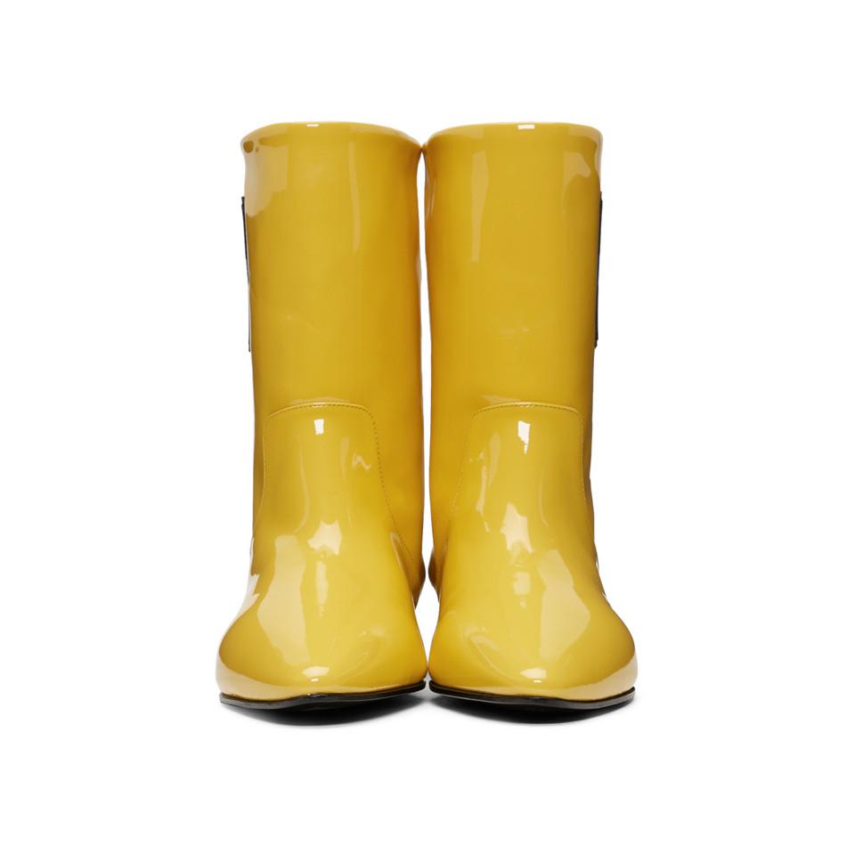 yellow patent boots