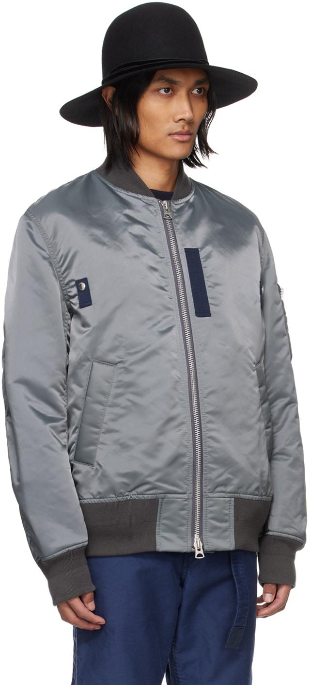 Sacai メンズ ブルー グレー パデッド ボンバージャケット ジャケット