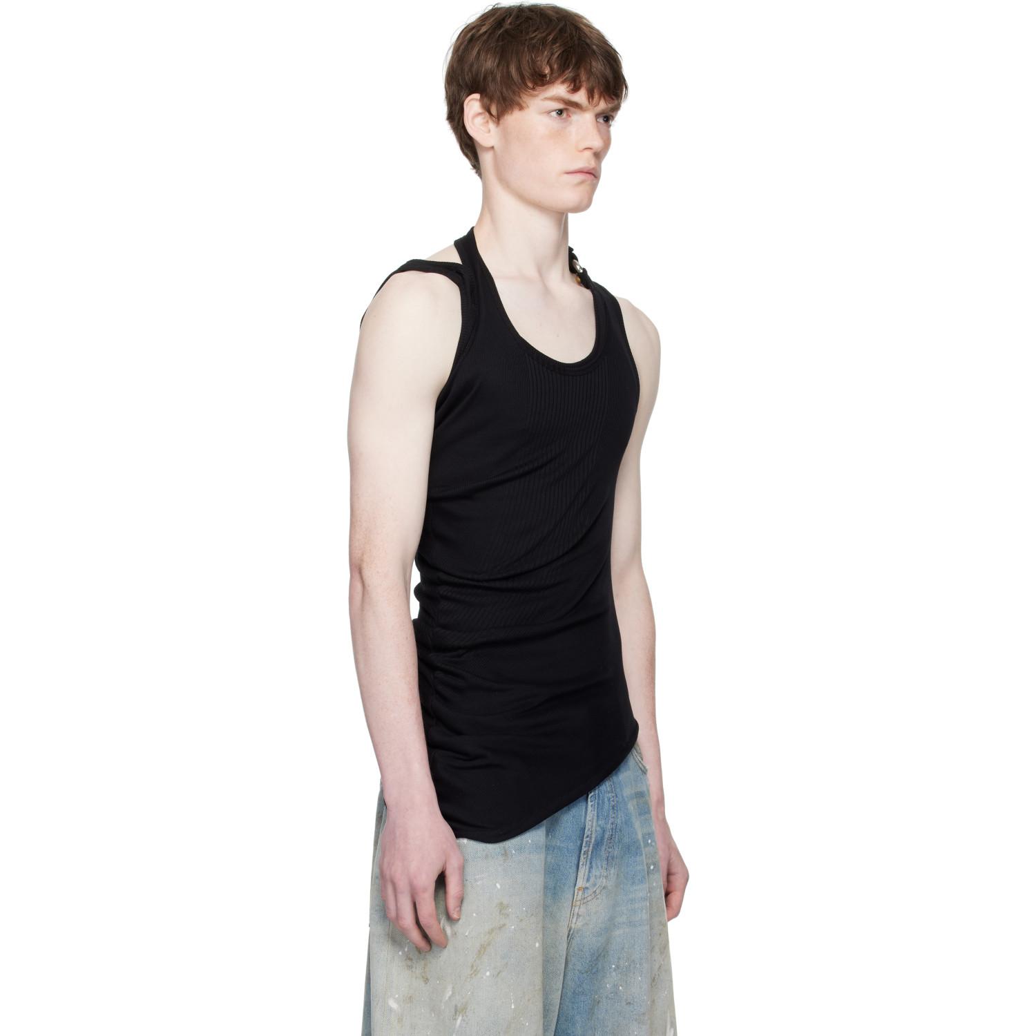 Jean Paul Gaultier Twisted Double Layered Tank Top in Black for