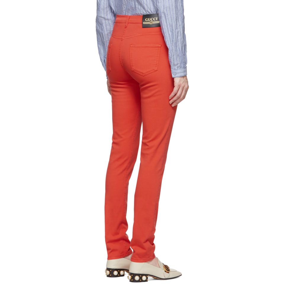 Gucci Denim Red Skinny Jeans - Lyst