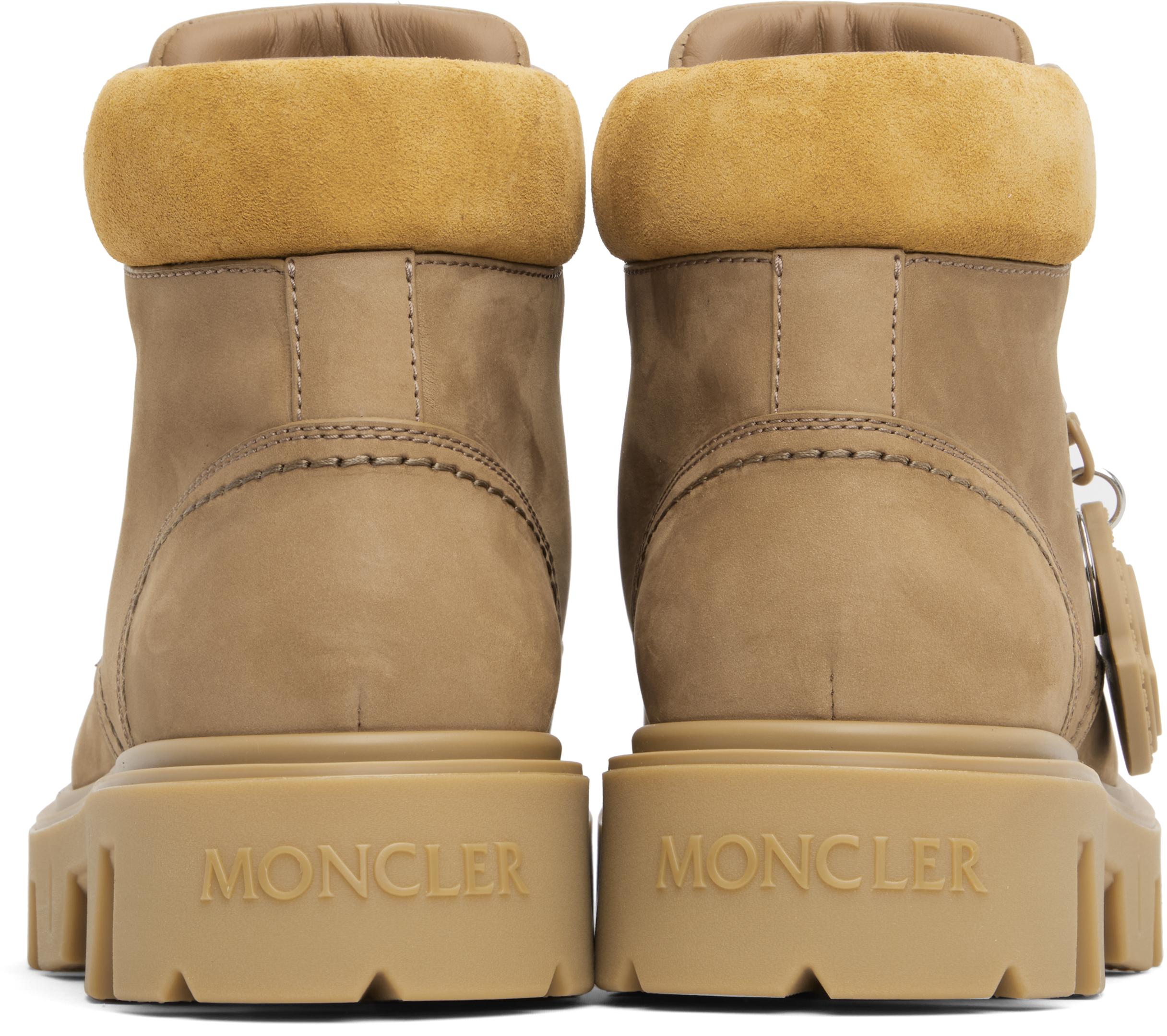 Moncler Tan Peak City Nubuck & Suede Lace-Up Boots in Black  display picture 2