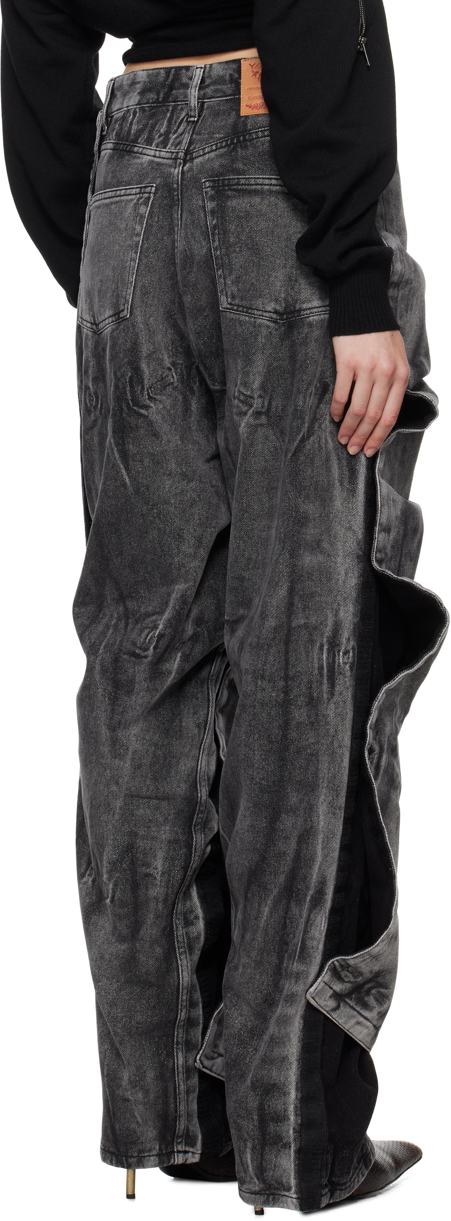 【WV PROJECT】24SS★ Cozy Slub Denim Banding Pants Girls Baggy Denim Pants Straight Wide Leg Denim Pant Casual