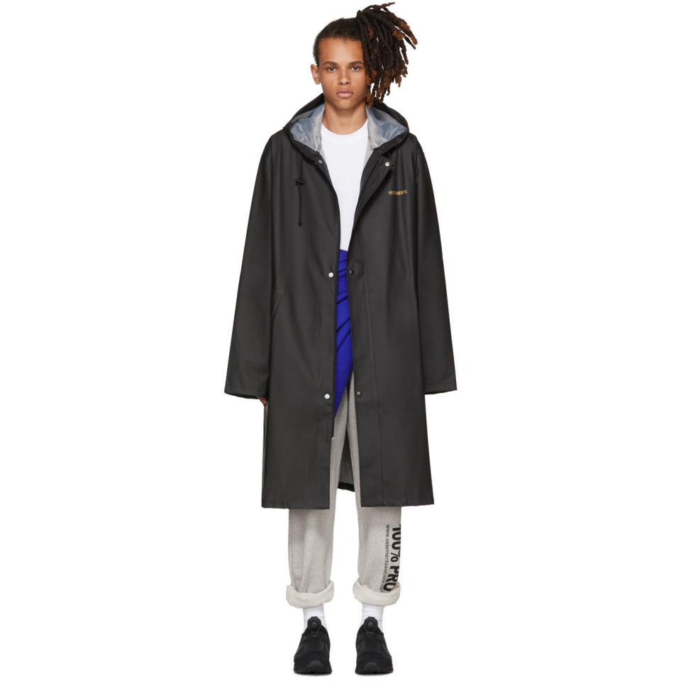 Vetements Synthetic Black Logo Raincoat for Men | Lyst UK