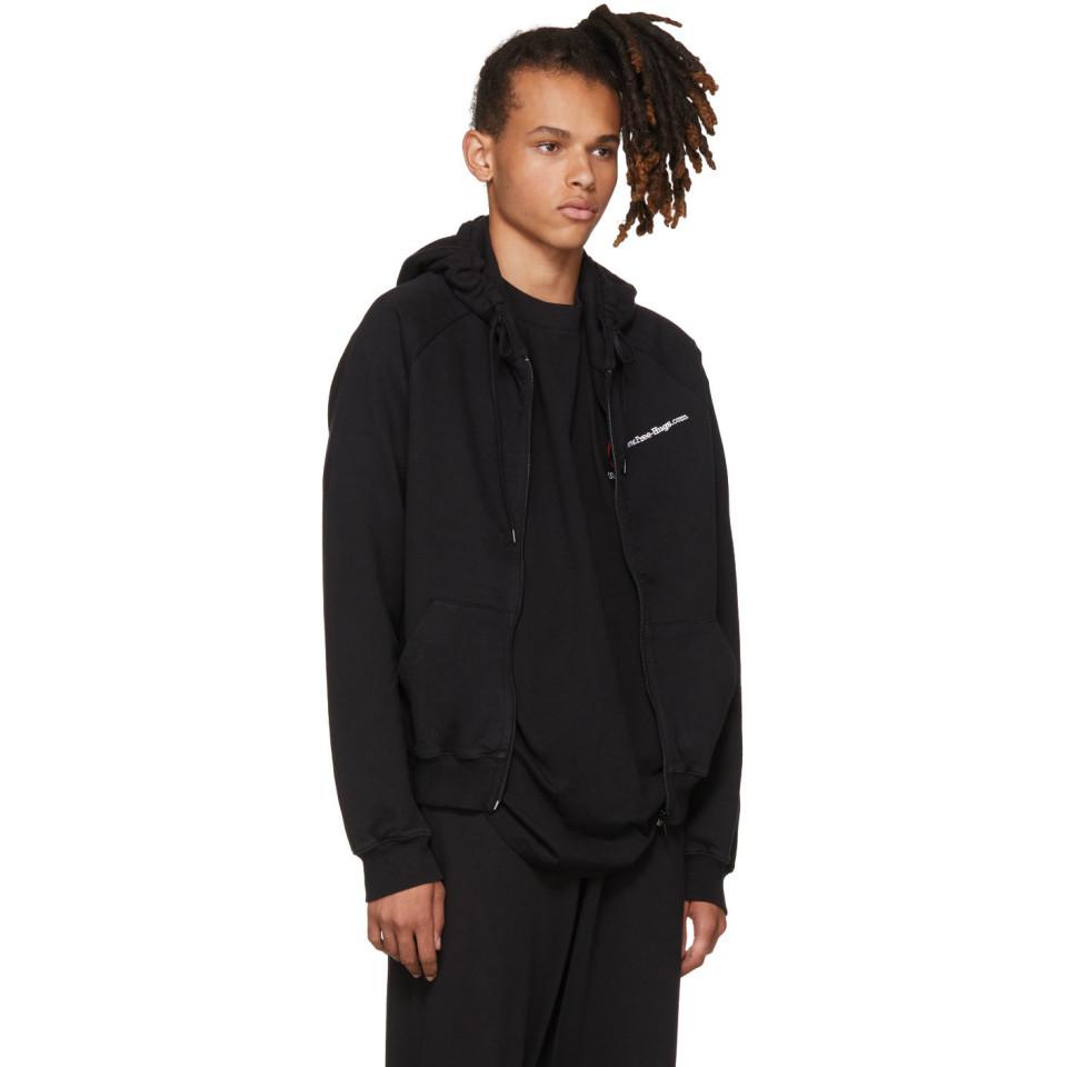 トップス VETEMENTS 17FW Free Hugs Zip-up Hoodie Vetements Black Free-hugs.com Normal Fitted Zip Hoodie for Men