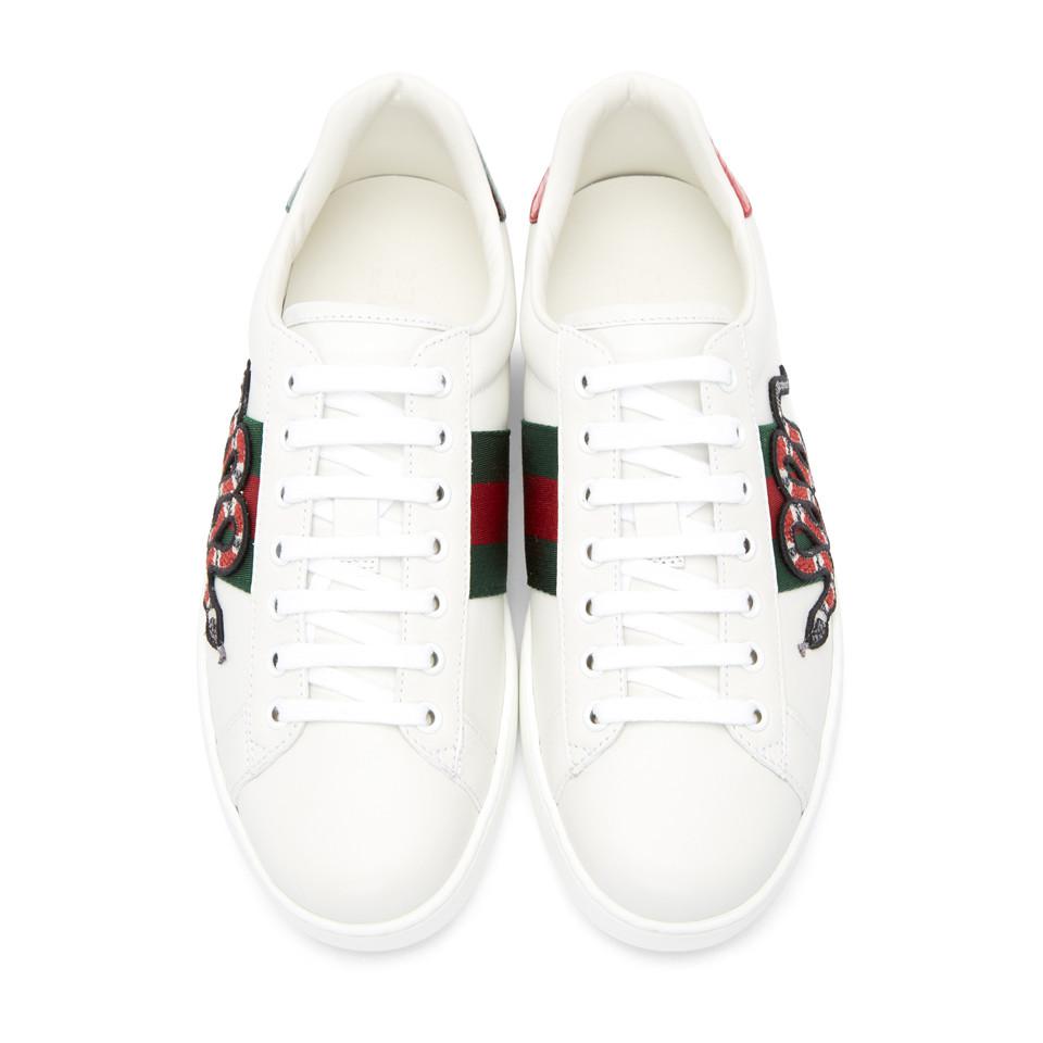 Gucci Leather White Snake Ace Sneakers for Men - Lyst