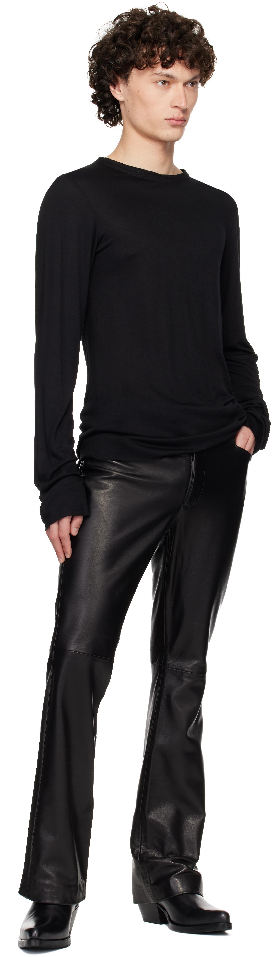 【関税込み】AARON ESH ブラック サテン トリム Tシャツ AARON ESH Black Satin Trim Long Sleeve T-shirt Aaron Esh