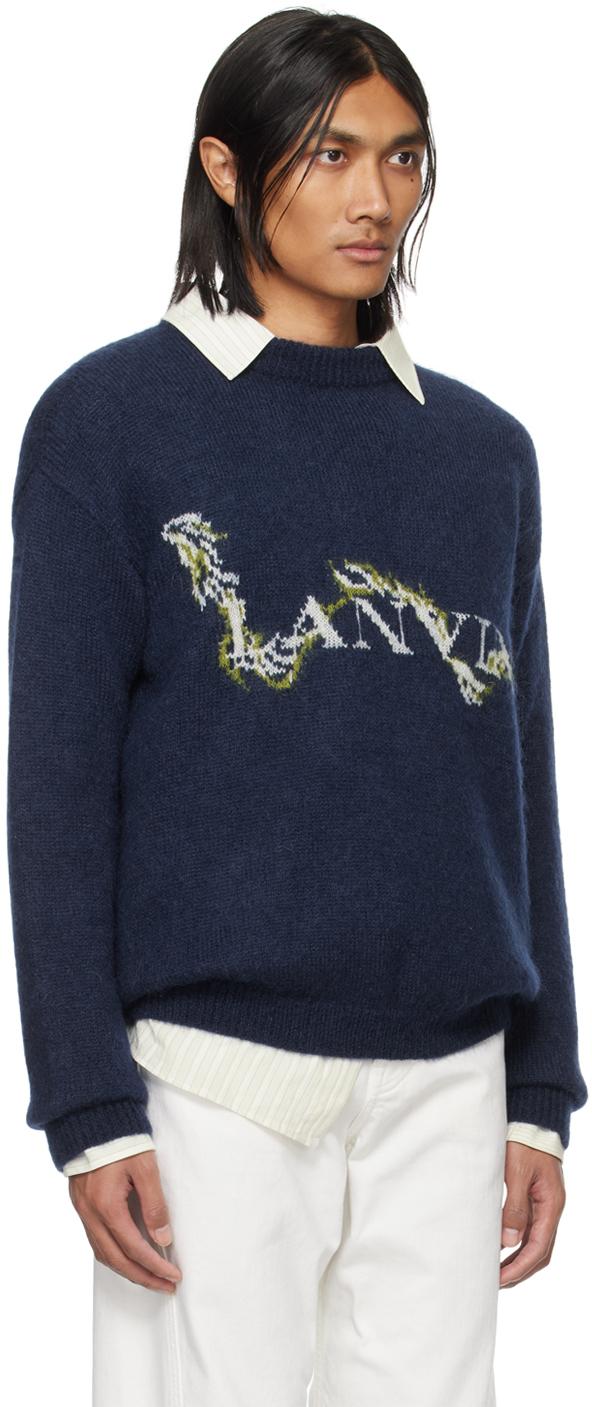 Lanvin メンズ ブルー ネイビー モヘア セーター セーター & ニット