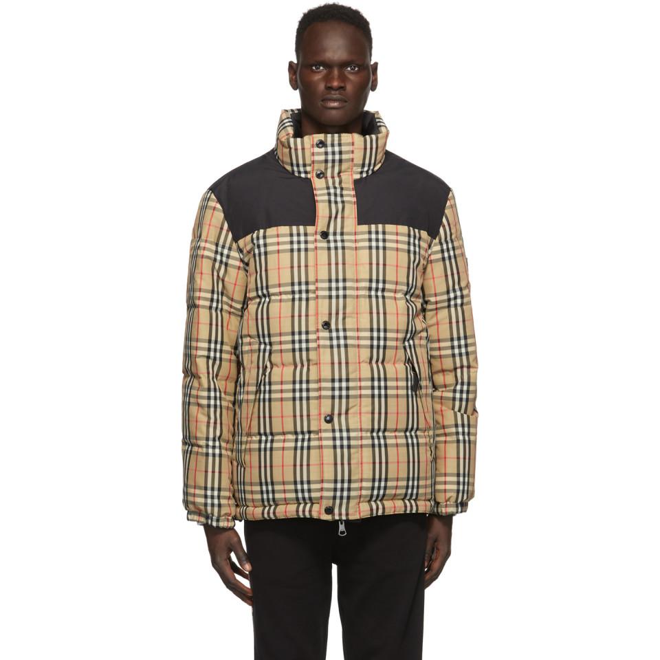 Burberry Synthetic Reversible Beige Down Check Holland Jacket in Natural  for Men | Lyst Canada