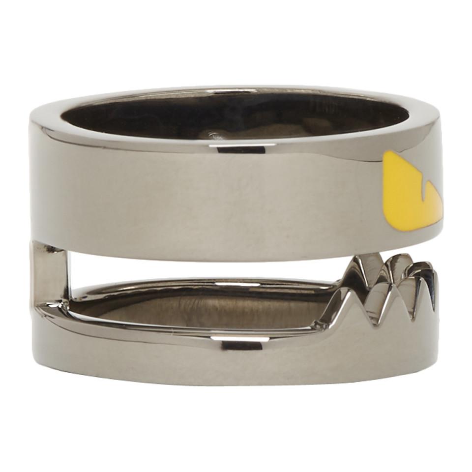 Fendi Gunmetal Bag Ring in Metallic for Men - Lyst