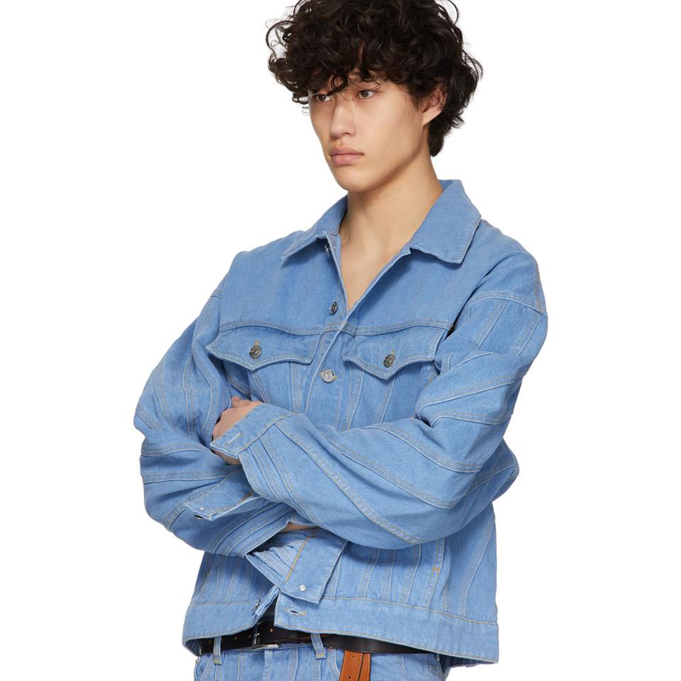 Mugler Ssense Exclusive Blue Denim Oversized Jacket for Men | Lyst
