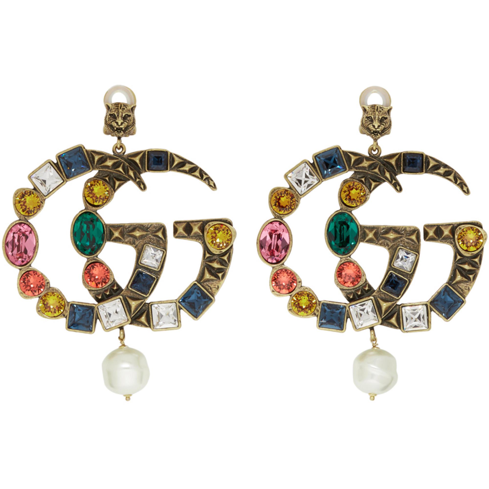 Pearl Double G Earrings In Gold Metal | GUCCI® NL