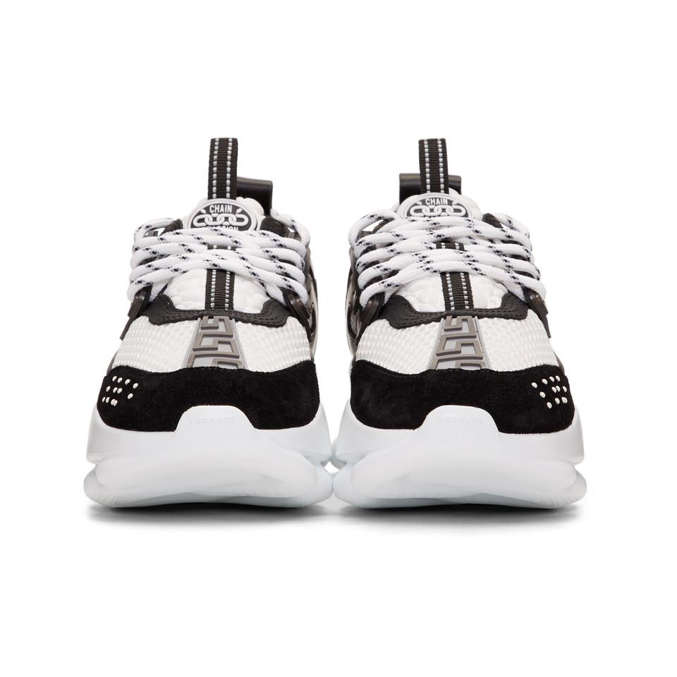 Versace White And Black Mesh Chain Reaction Sneakers