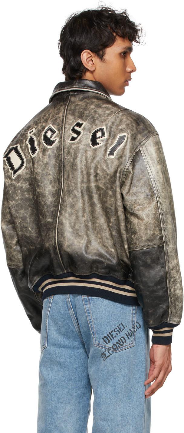 DIESEL Leather D4d-2 Jacket in Black for Men | Lyst UK
