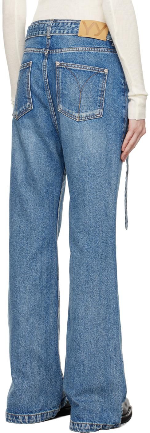 ☆OPEN YY☆ BELTED LOOSE BOOTCUT JEAN OPEN YY Belted Loose Bootcut Jeans in Blue | Lyst Australia