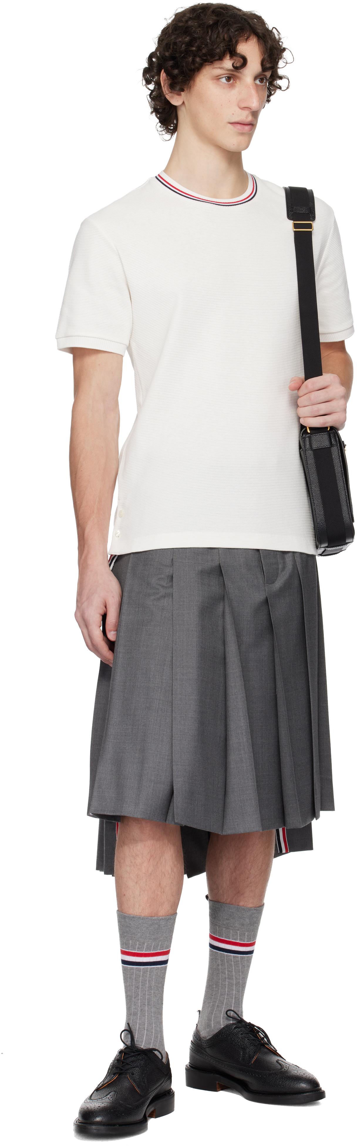 【関税・送料無料】Thom Browne ワッフル リブカフ トップス メンズ Thom Browne オフホワイト コットン ワッフル リブカフ
