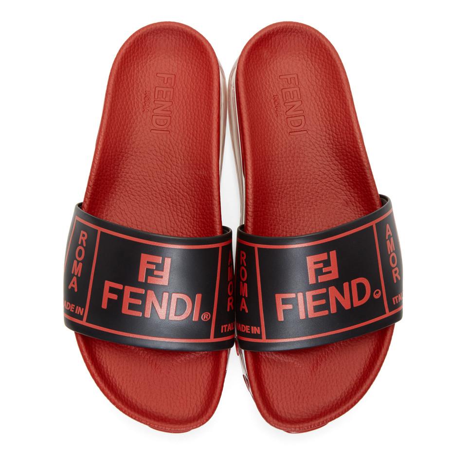 red fendi slides