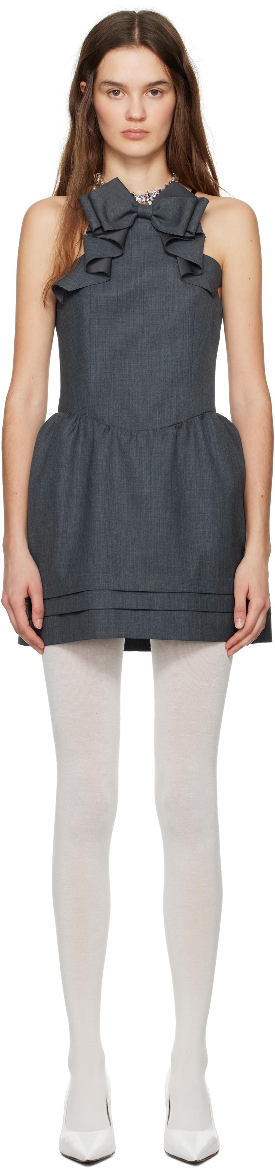 Gray Round Neck Sleeveless Minidress