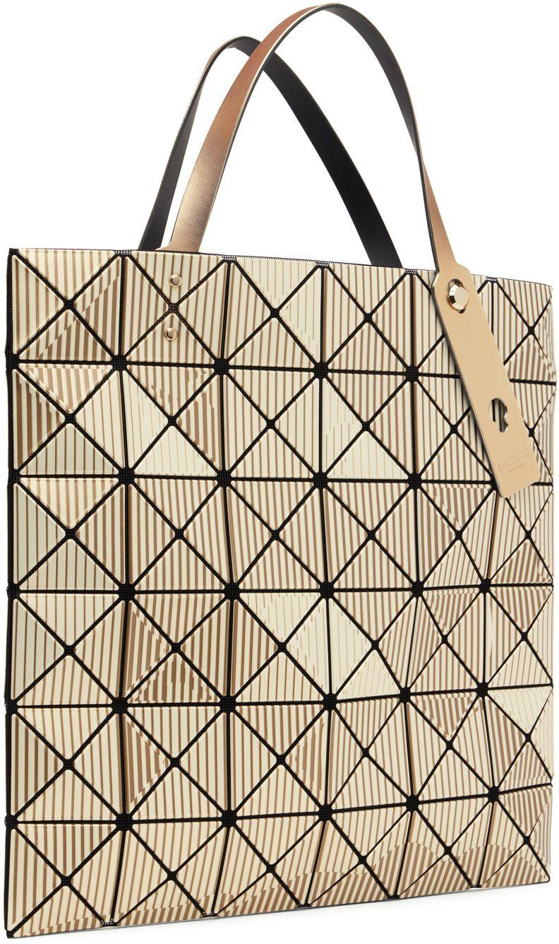 Bao Bao Issey Miyake Gold & Beige Streak Tote in Brown | Lyst