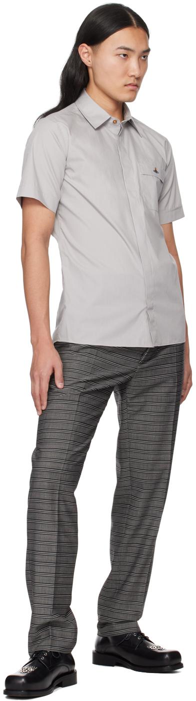 Vivienne Westwood メンズ グレー ロゴ刺繍 シャツ シャツ 