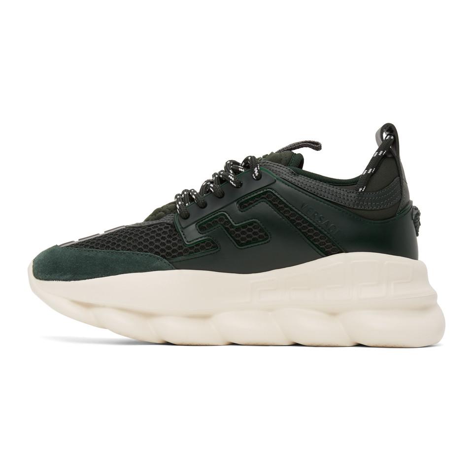 Versace Suede Green Chain Reaction Sneakers for Men - Save 36% - Lyst