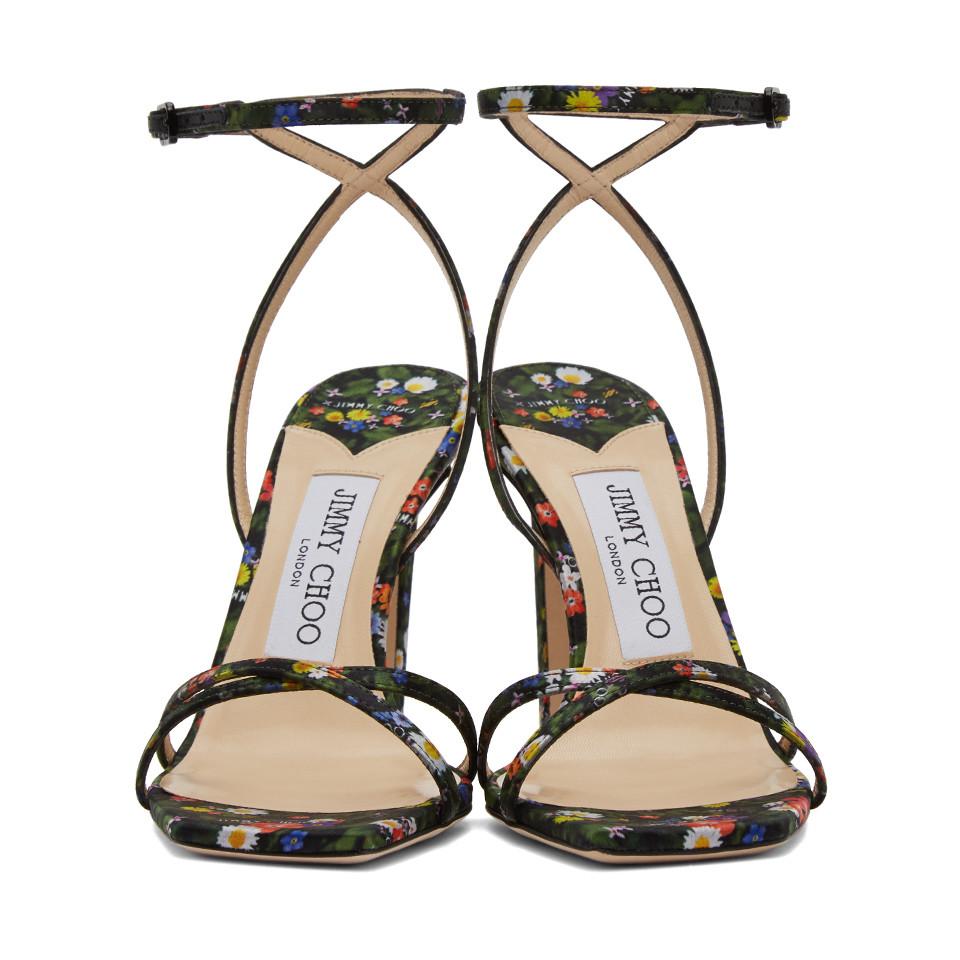 Jimmy Choo Silk Multicolor Metz 100 Heeled Sandals - Lyst
