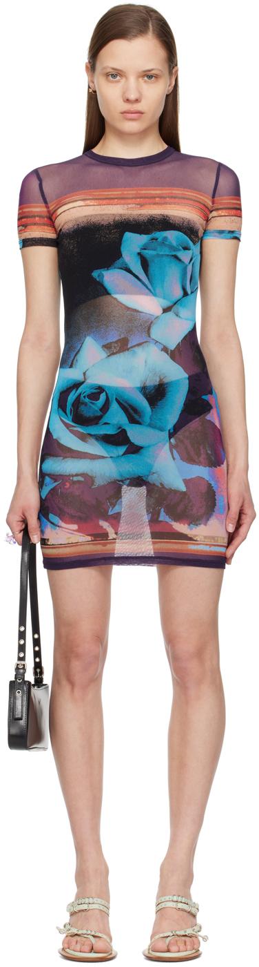 Jean Paul Gaultier レディース パープル&ブルー Roses ミニワンピース 
