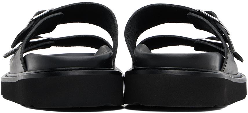 KENZO Paris Matto Leather Sandals in Black for Men Lyst UK
