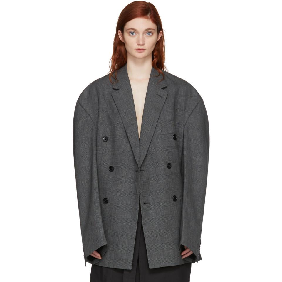 grey check blazer womens