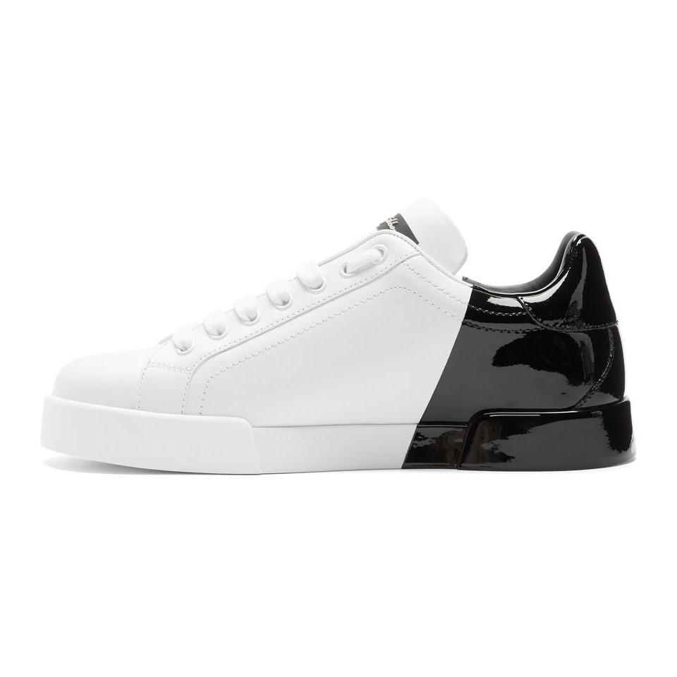 Dolce Gabbana Portofino Sneakers In Leather And Patent in White