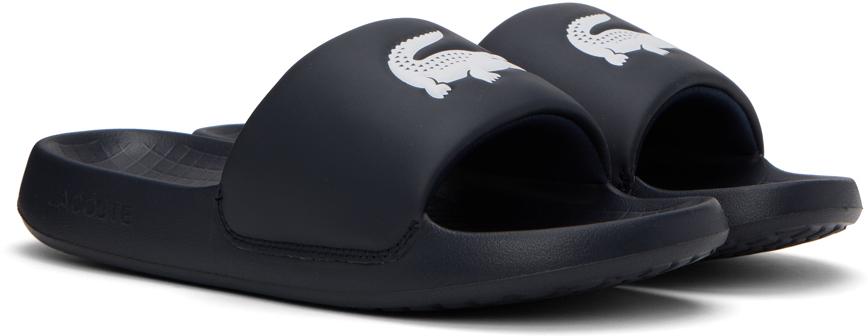 Lacoste メンズ ブラック ネイビー Croco 1.0 スライド サンダル Lacoste メンズ ブラック ネイビー Croco 1.0 スライド サンダル