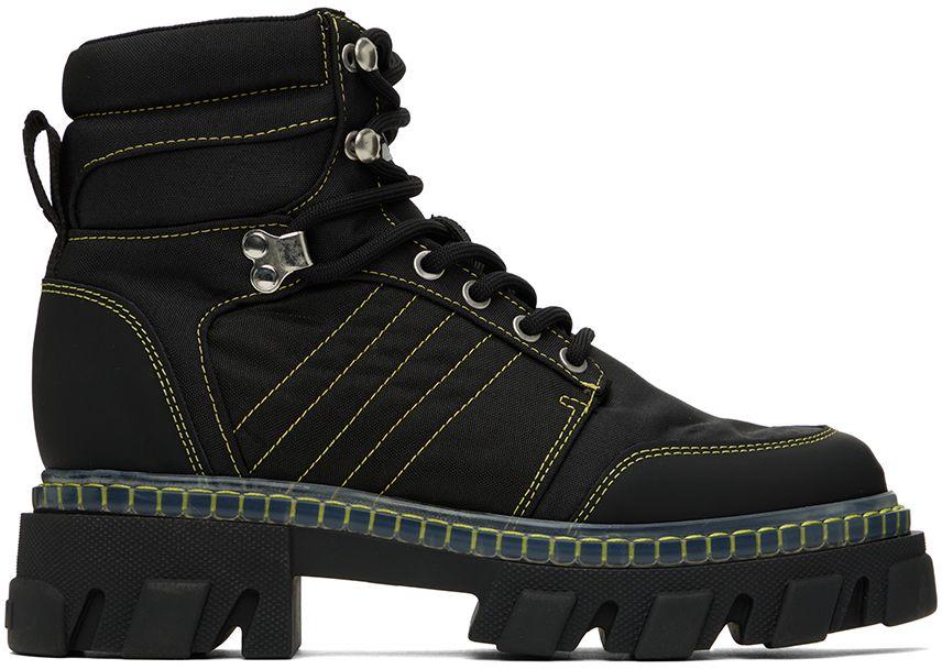 Ganni Black Cleated Hiking Boots Lyst