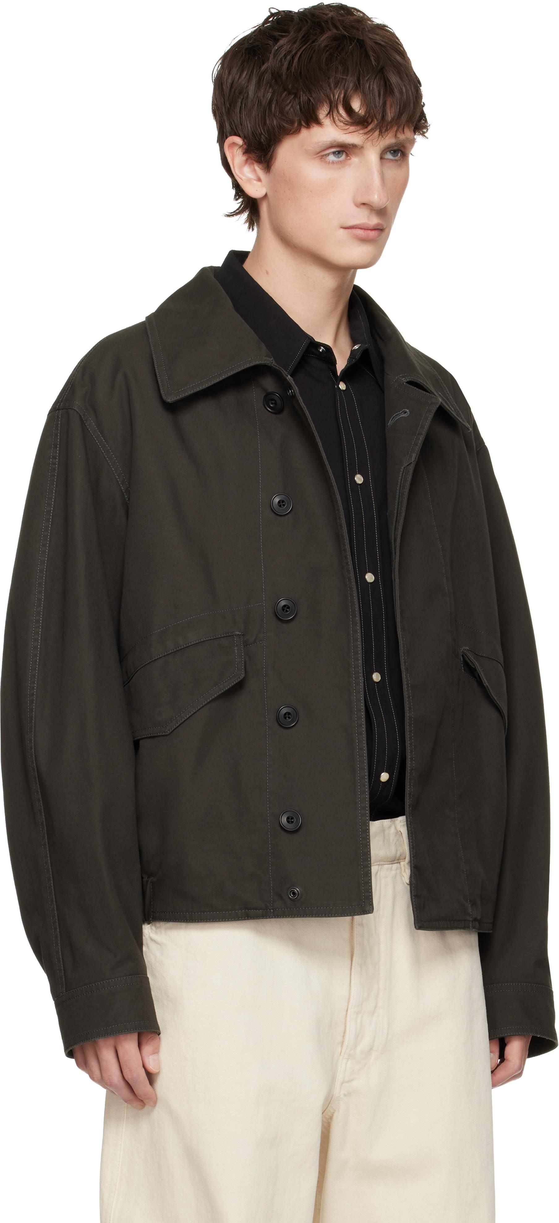 Lemaire Khaki Boxy Blouson Jacket in Black for Men | Lyst