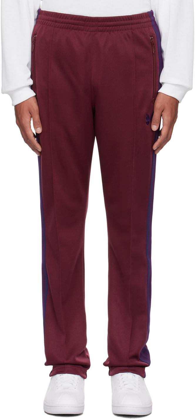 Needles バーガンディ トラックパンツ Needles ニードルス 23AW Track Pant-Poly Smooth NS246 ロゴ刺繍