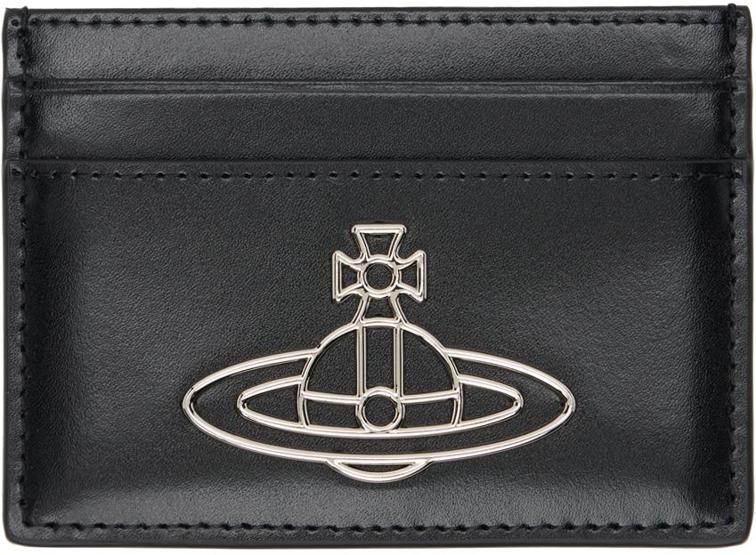 Vivienne Westwood メンズ ブラック Flat Silky レザー カードケース 