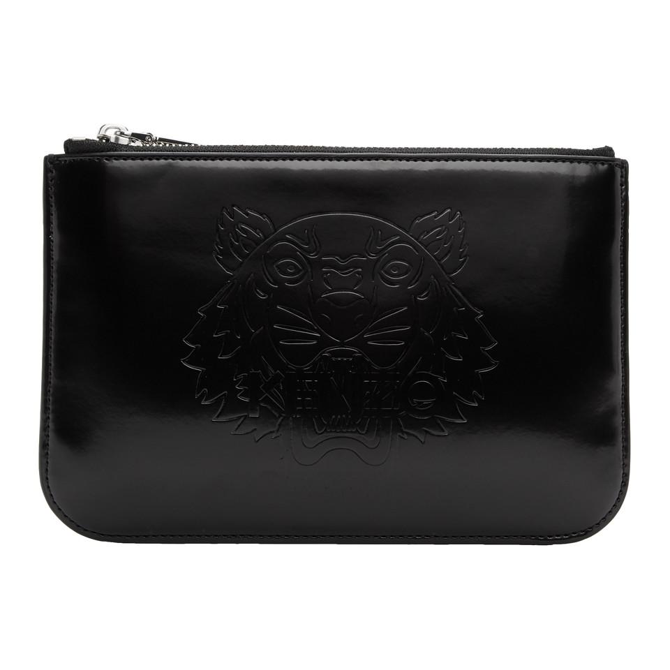 KENZO Leather Black A5 Tiger Pouch - Lyst