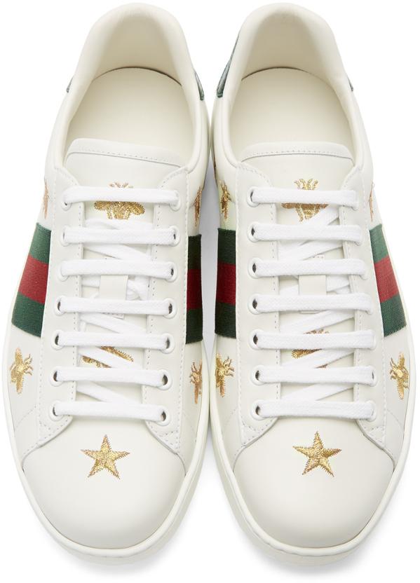 Gucci Leather White Bee & Star New Ace Sneakers for Men - Lyst