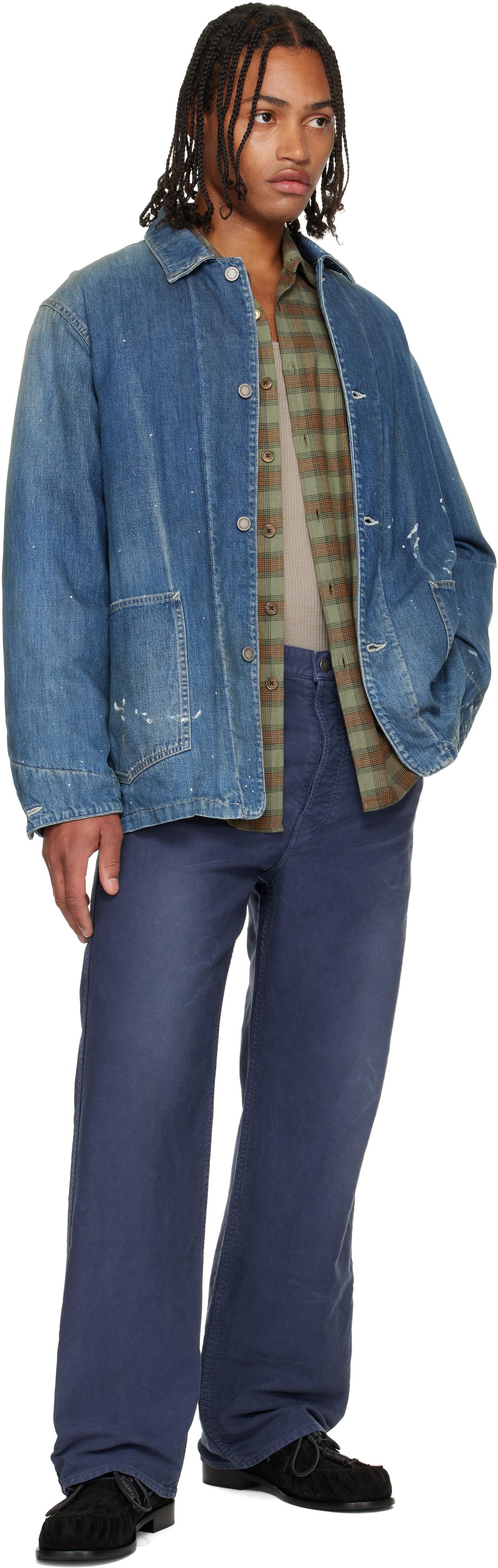 メンズ Visvim ネイビー Fluxus 01 Wide G.Cords トラウザーズ ブルー
