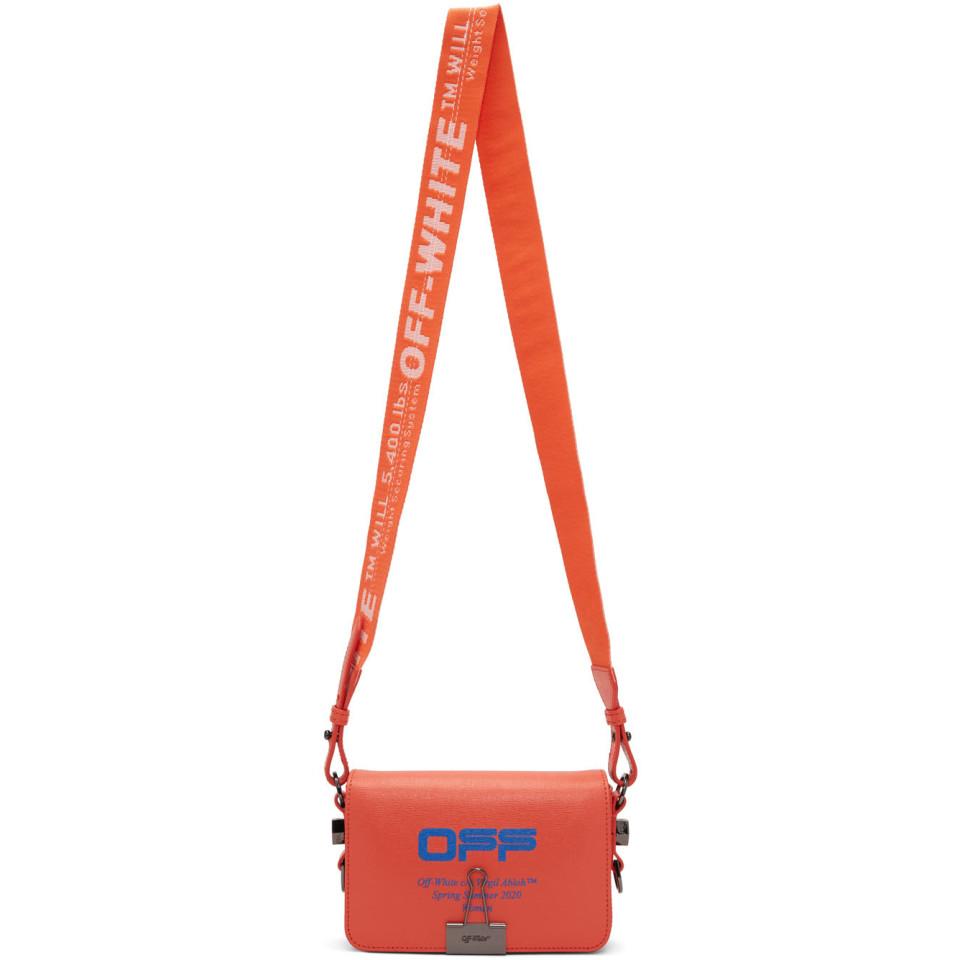 Off-White c/o Virgil Abloh Leather Orange Wavy Logo Mini Flap Bag in  Red/Blue (Red) | Lyst