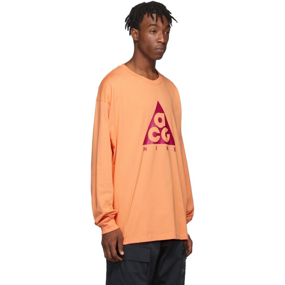 Nike Cotton Orange Acg Long Sleeve T-shirt for Men | Lyst