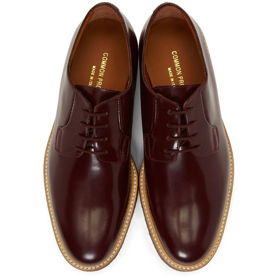 Common Projects Leather Burgundy Derby Shoes in Brown for Men Lyst