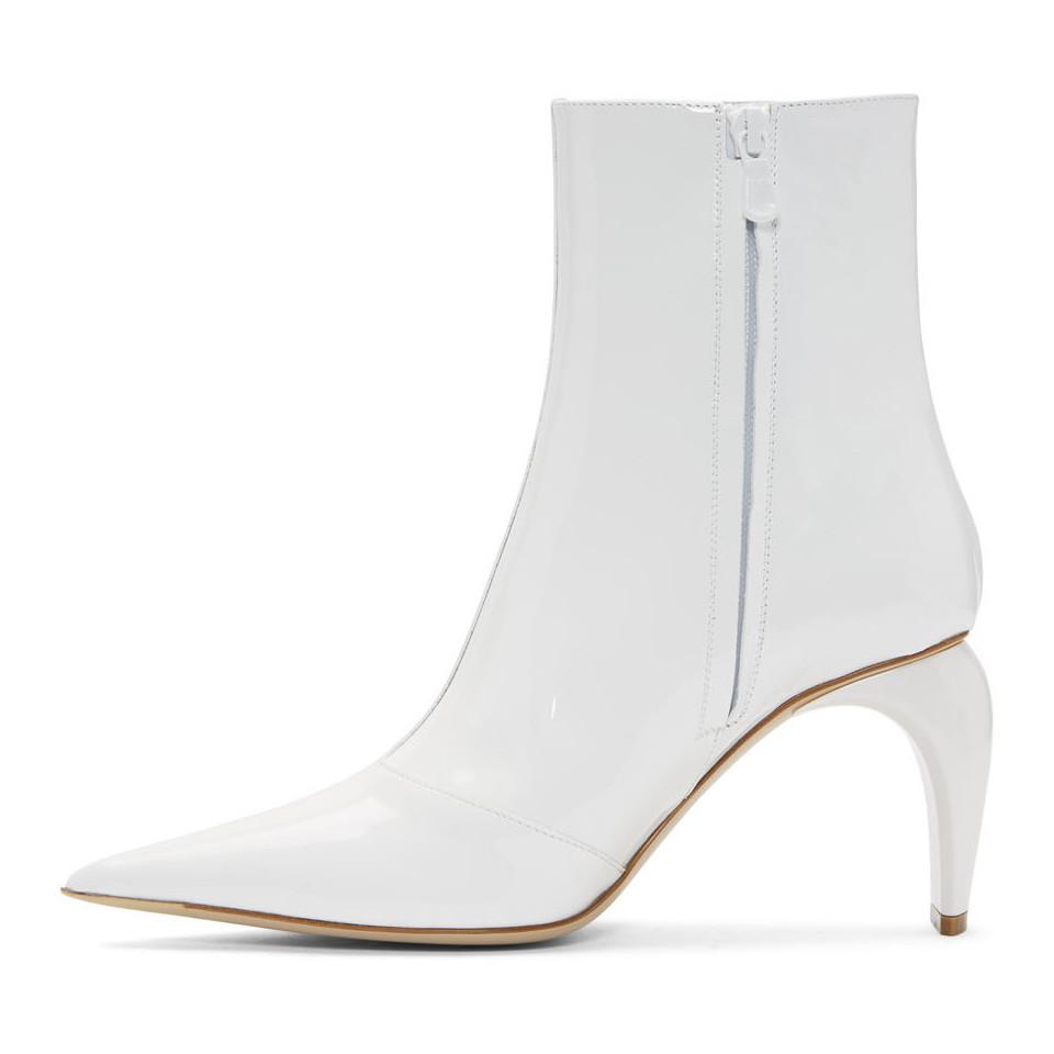 white vinyl ankle boots