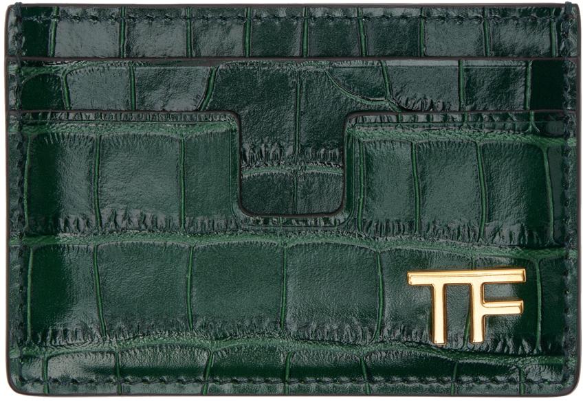 Tom Ford Shiny Stamped Crocodile Leather Classic Tf Card Holder in